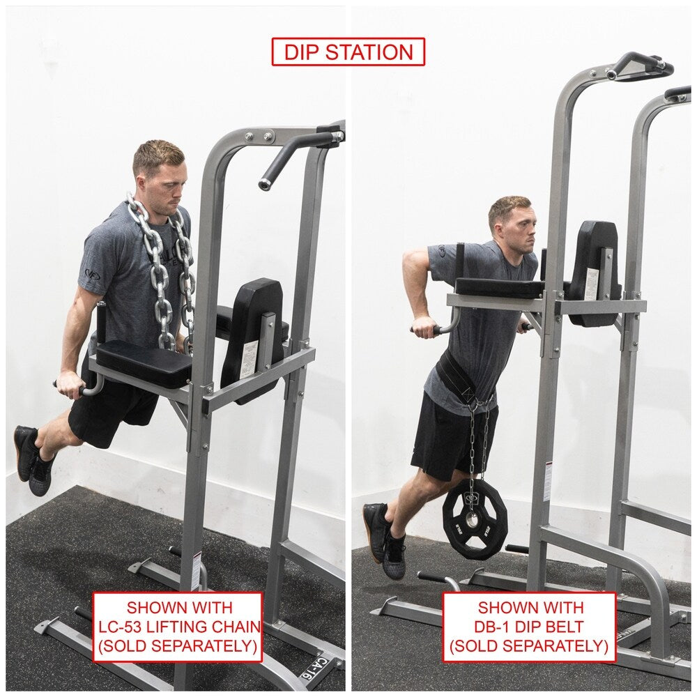 Valor Fitness CA-16 Vertical Knee Raise Tower with Pull Up, Dip, and Push Up Stations
