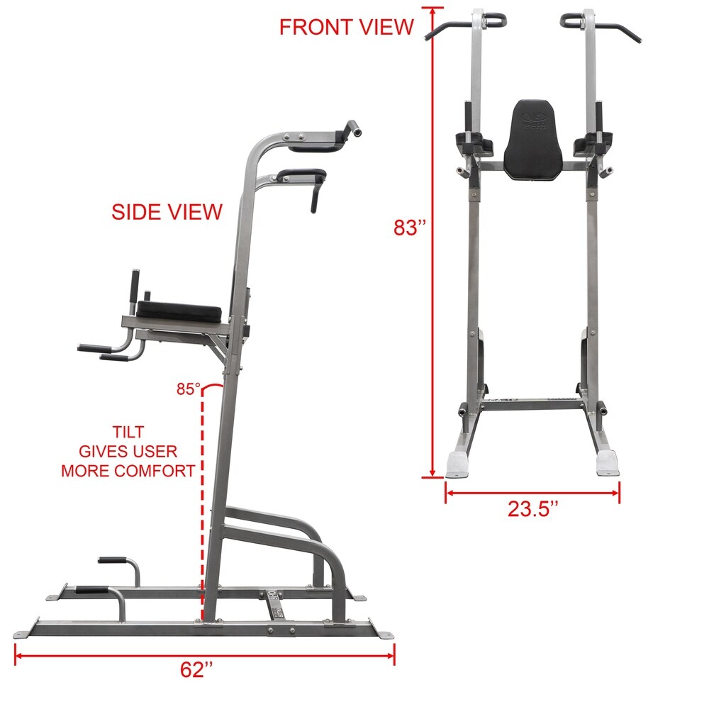 Valor Fitness CA-16 Vertical Knee Raise Tower with Pull Up, Dip, and Push Up Stations