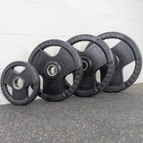 Valor Fitness OP-10 Olympic Weight Plates Coated Rubber Weights w/Weight Plate Set, Barbell Weights w/Grips for Home Gym