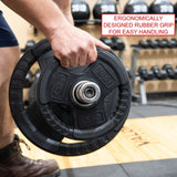 Valor Fitness OP-10 Olympic Weight Plates Coated Rubber Weights w/Weight Plate Set, Barbell Weights w/Grips for Home Gym