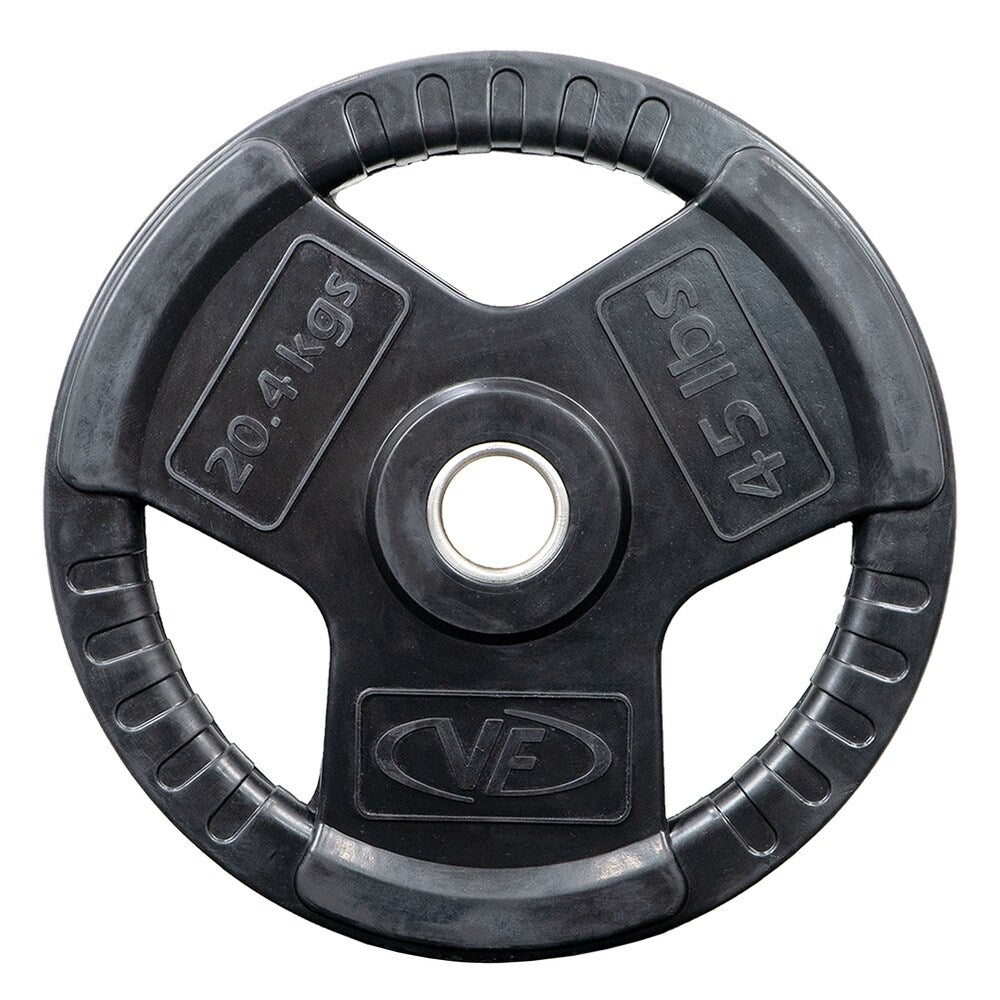 Valor Fitness OP-45 Olympic Weight Plates Coated Rubber Weights w/Weight Plate Set, Barbell Weights w/Grips for Home Gym