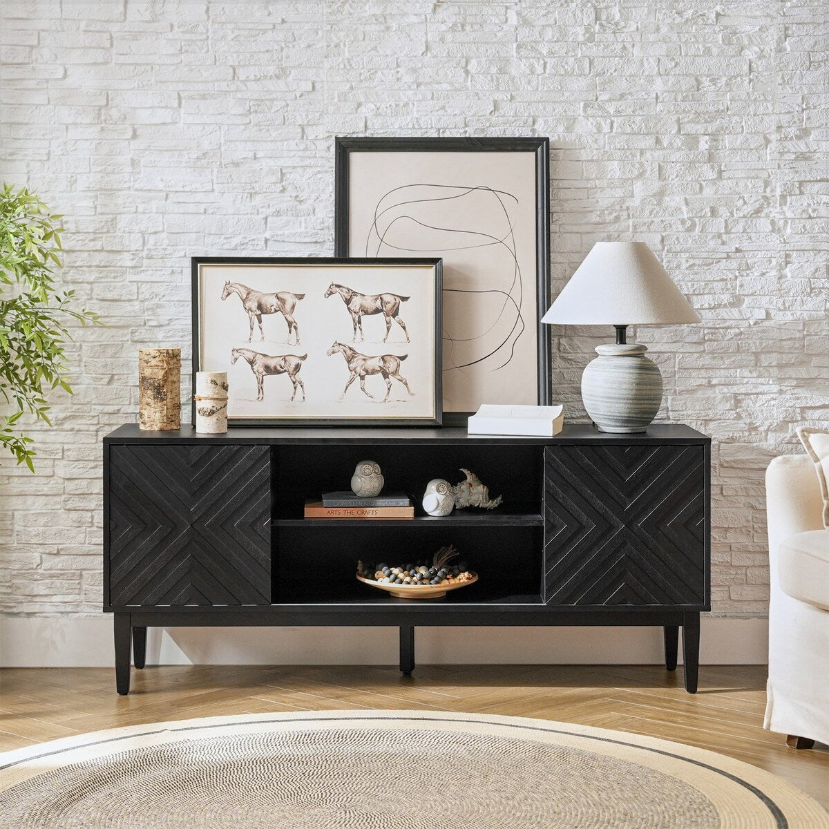 Van Modern TV Stand for TVs up to 65" with Adjustable Shelves by HULALA HOME