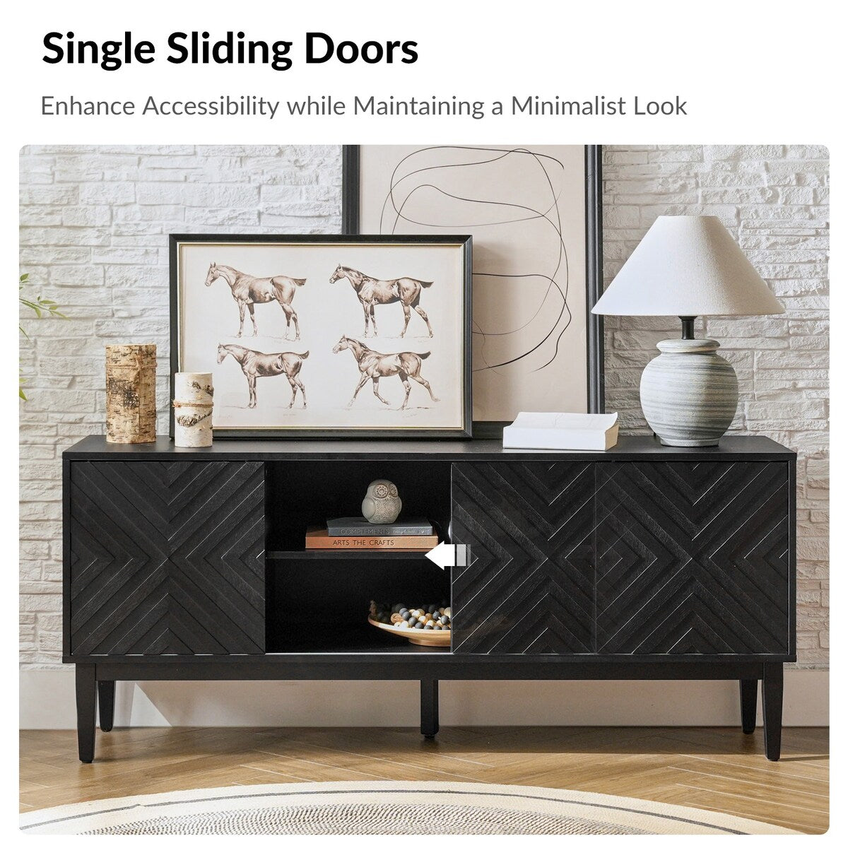 Van Modern TV Stand for TVs up to 65" with Adjustable Shelves by HULALA HOME