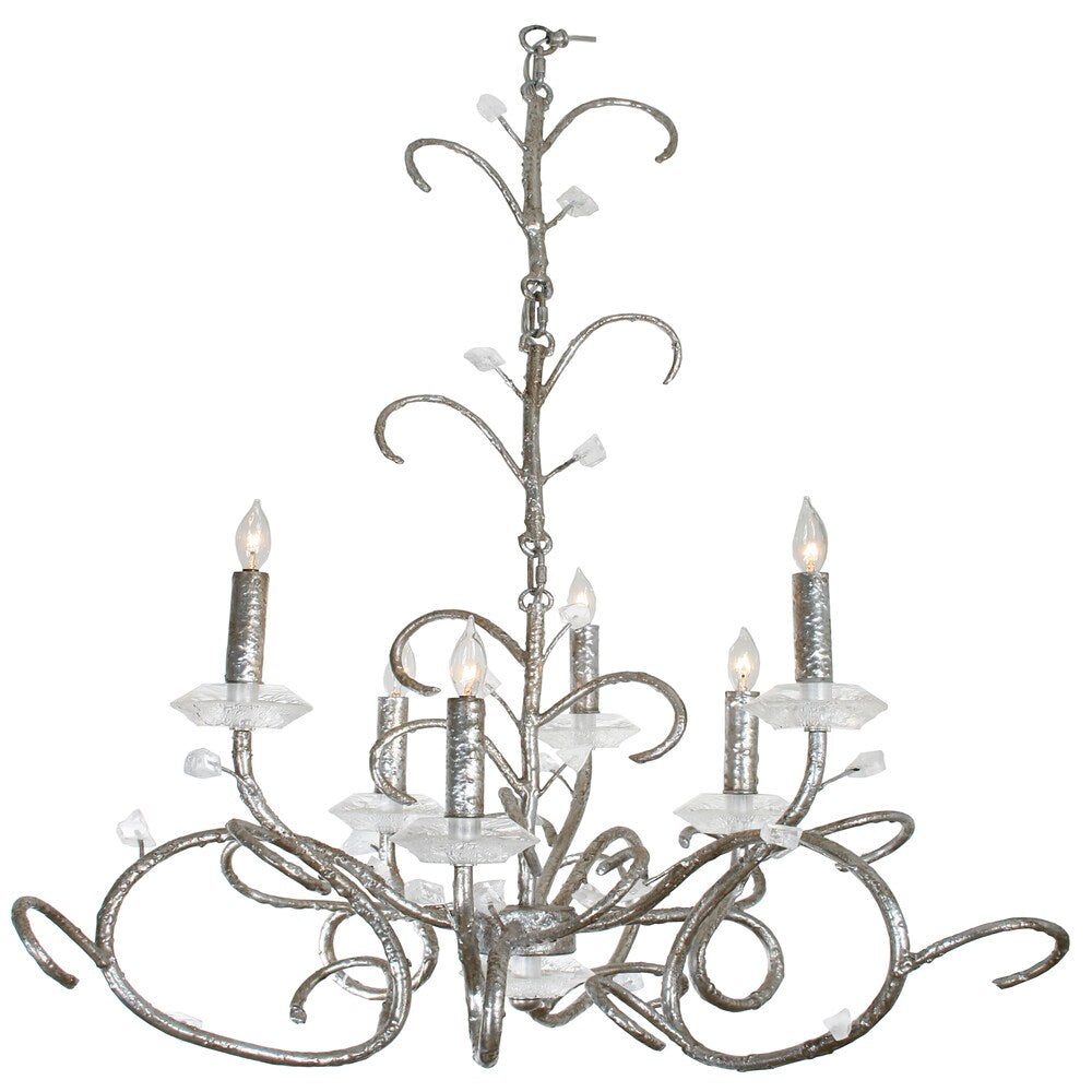 Van Teal 511150 Lions Head Silvertone Metal Chandelier with Clear Acrylic Accents - Silver
