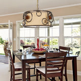 Van Teal Free Wheeling Collection All Wheels Bronze Metal with Acrylic Accents with Tan Linen Shade 3-light Chandelier
