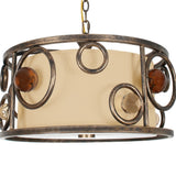 Van Teal Free Wheeling Collection All Wheels Bronze Metal with Acrylic Accents with Tan Linen Shade 3-light Chandelier