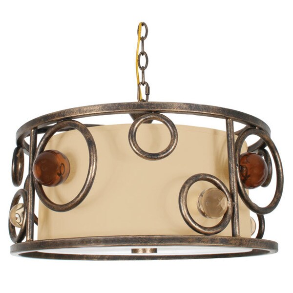 Van Teal Free Wheeling Collection All Wheels Bronze Metal with Acrylic Accents with Tan Linen Shade 3-light Chandelier