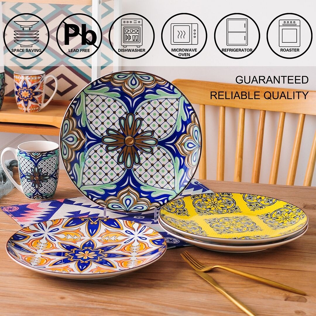 Vancasso Jasmin Pattern Porcelain 4-Pieces Plate Set