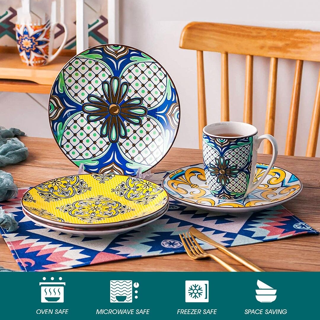Vancasso Jasmin Pattern Porcelain 4-Pieces Plate Set