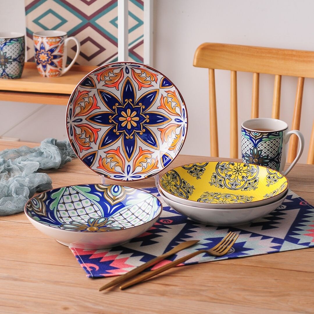 Vancasso Jasmin Pattern Porcelain 4-Pieces Plate Set