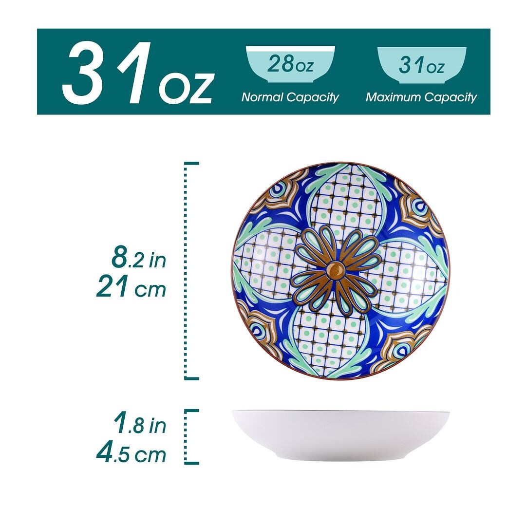 Vancasso Jasmin Pattern Porcelain 4-Pieces Plate Set
