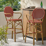 Vande Wicker and Aluminum Outdoor 29.5 Inch French Barstools by Christopher Knight Home
