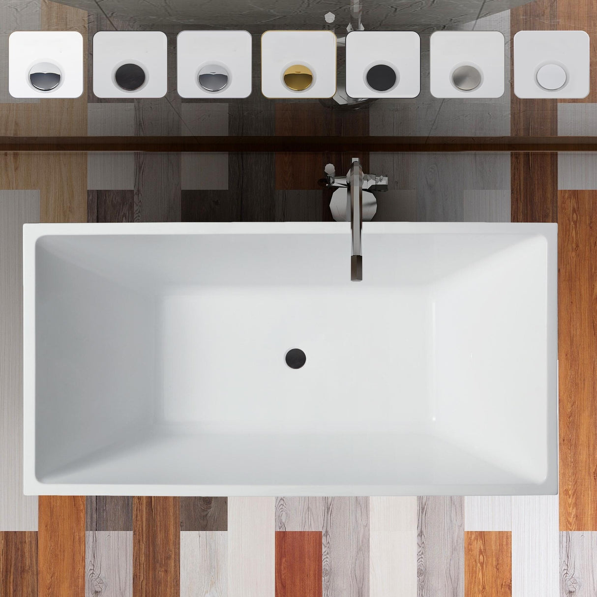 Vanity Art 67 inch Freestanding Acrylic Bathtub with Pop-up Drain