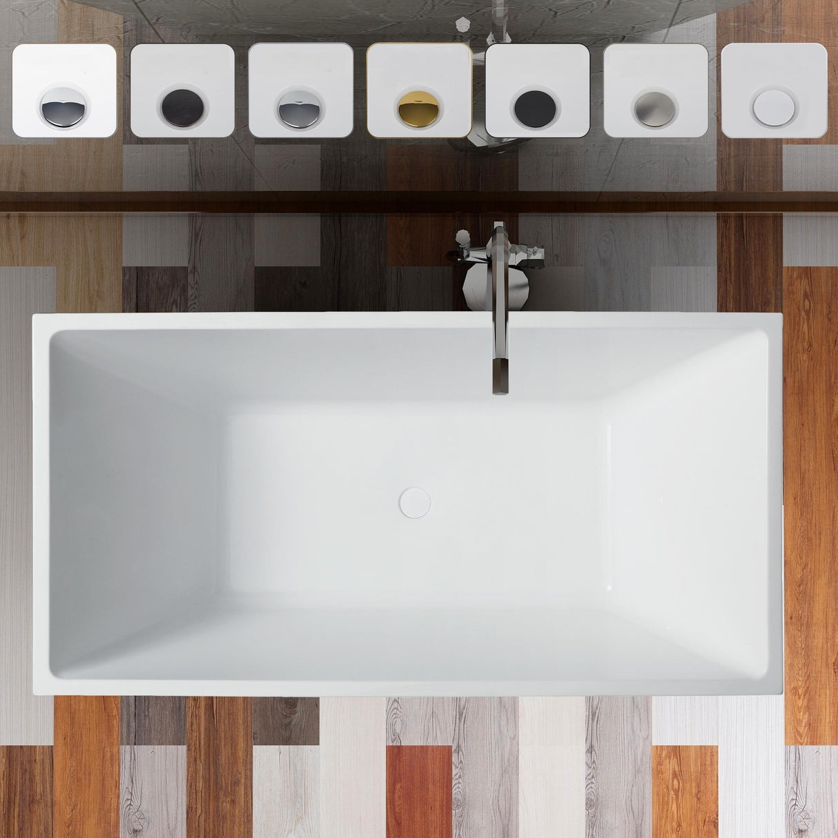 Vanity Art 67 inch Freestanding Acrylic Bathtub with Pop-up Drain