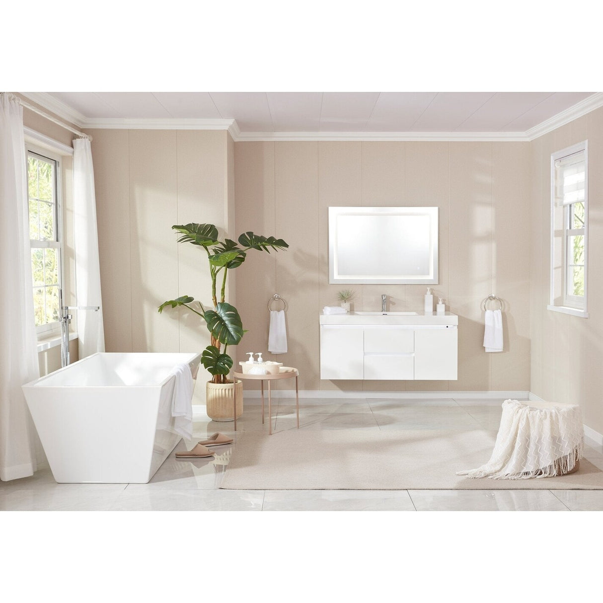 Vanity Art 67 inch Freestanding Acrylic Bathtub with Pop-up Drain
