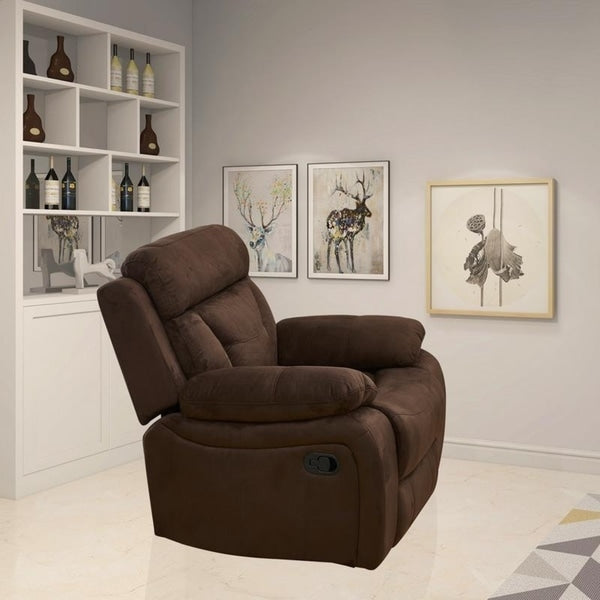 Vanity Art Brown Microfiber 1-Seat Reclining Chair Recliner Club Chair