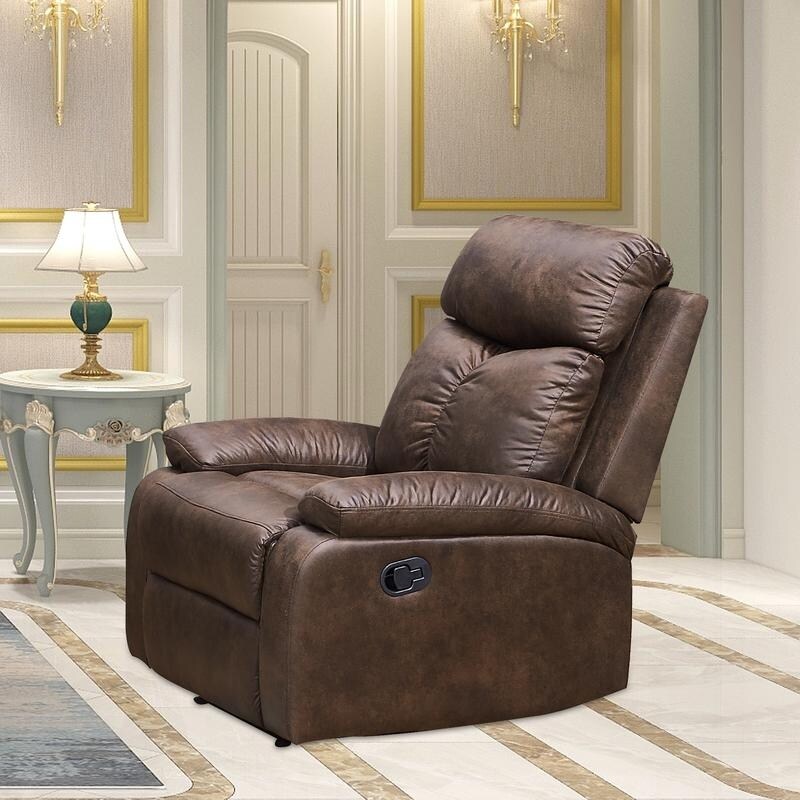 Vanity Art Brown Microfiber 1-Seat Rocker Reclining Chair Glider Recliner Club Chair