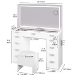 Vanity Desk with Stool Lighted Mirror Makeup Table