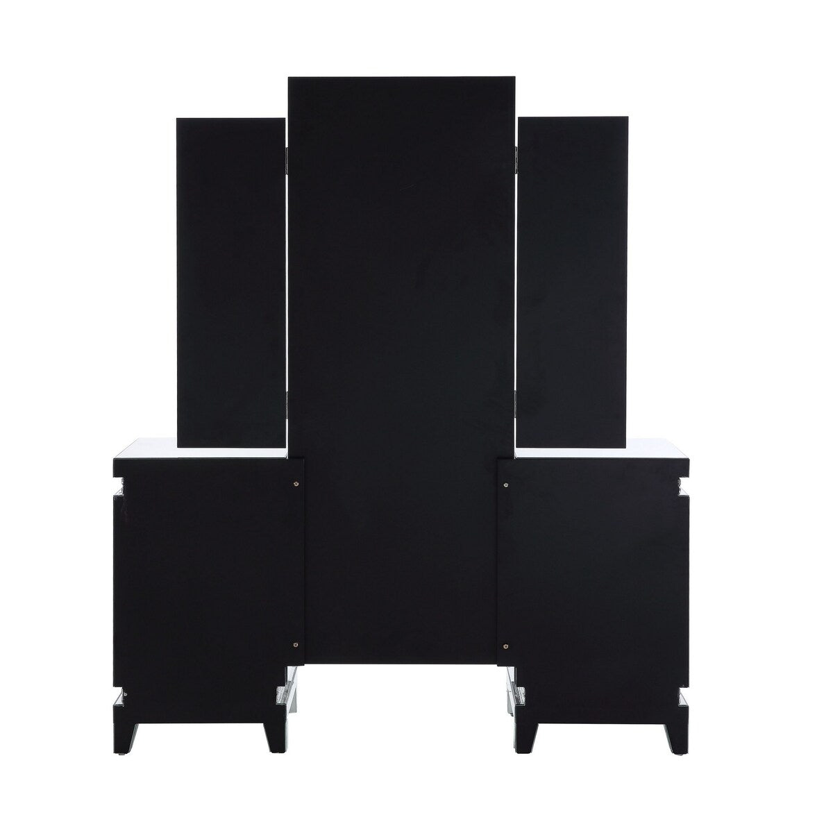 Vanity Desk with Tri Fold Mirror and Faux Crystals,Silver