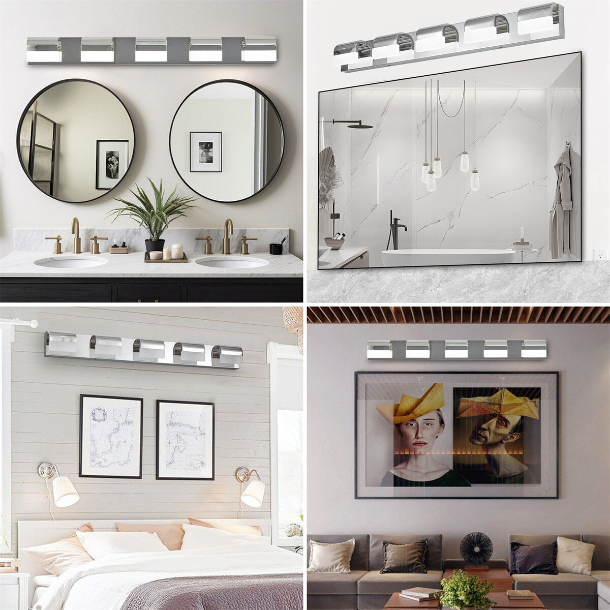 Vanity Lighting 4-Light LED Vanity Lights Over Mirror Wall Lighting