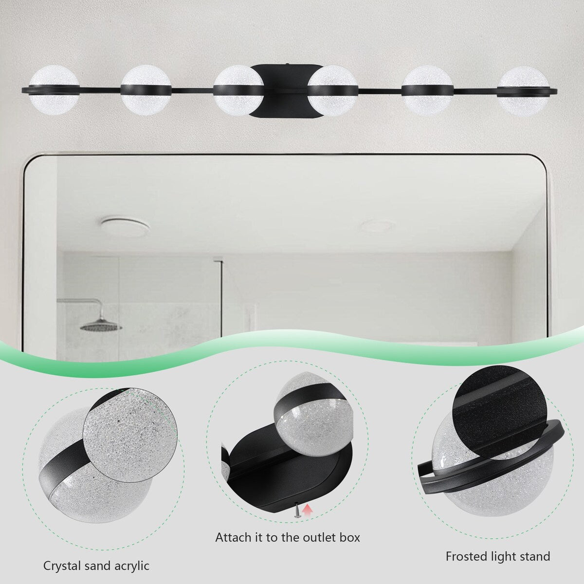 Vanity Lights With 6 LED Bulbs For Bathroom Lighting