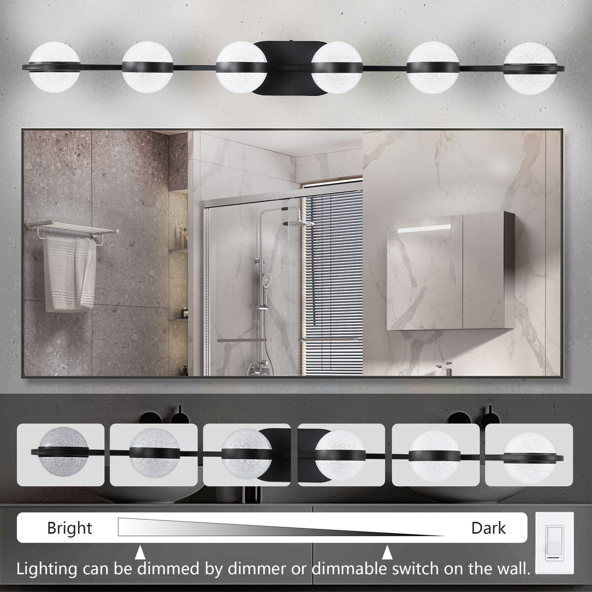 Vanity Lights With 6 LED Bulbs For Bathroom Lighting