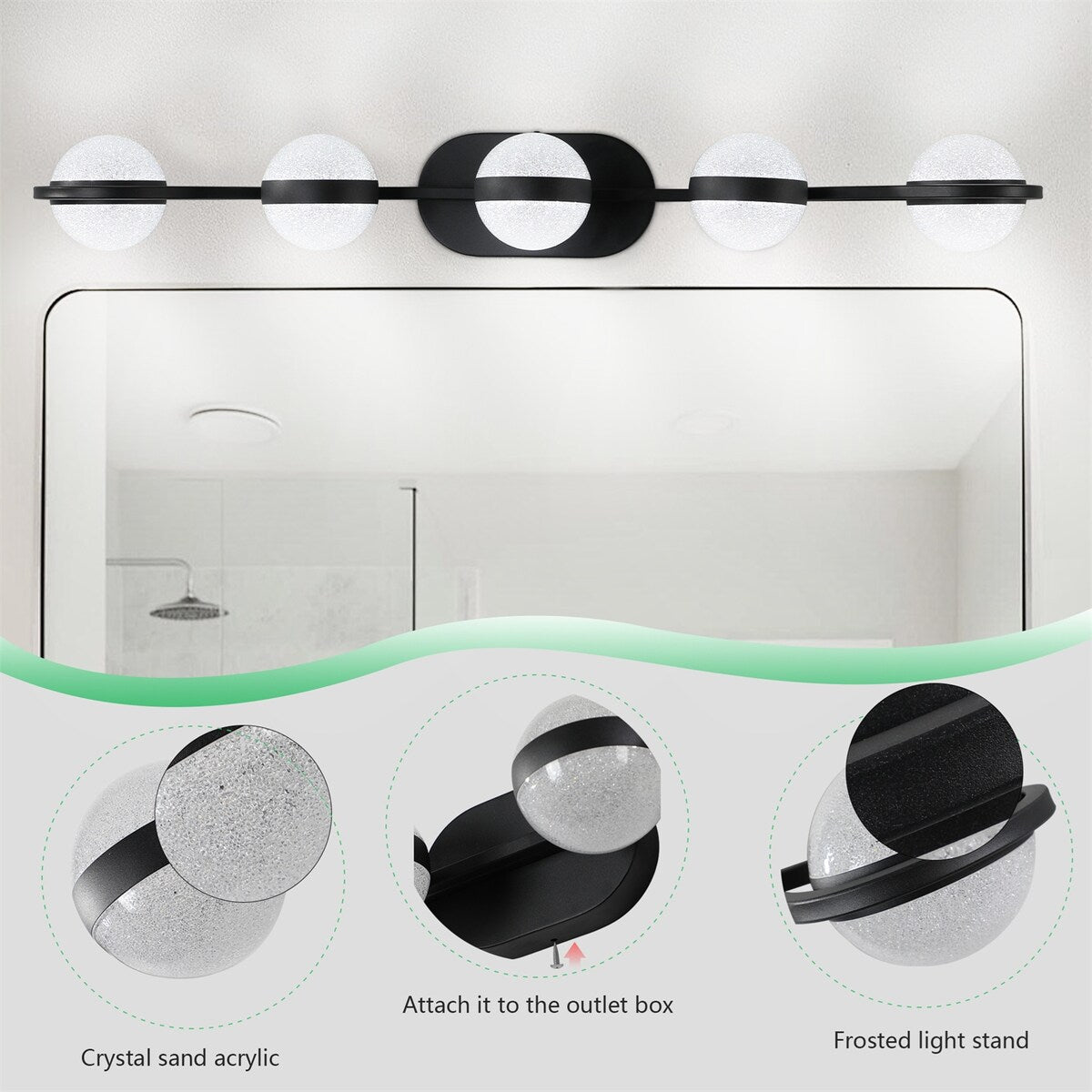 Vanity Lights with 5 LED Bulbs for Bathroom Lighting