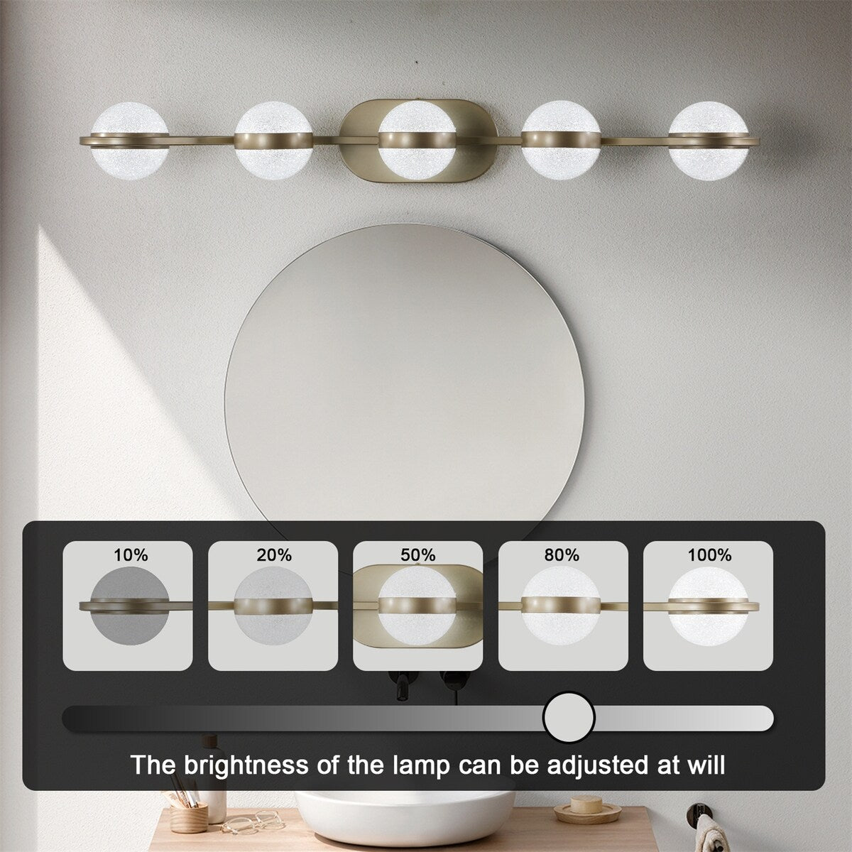 Vanity Lights with 5 LED Bulbs for Bathroom Lighting