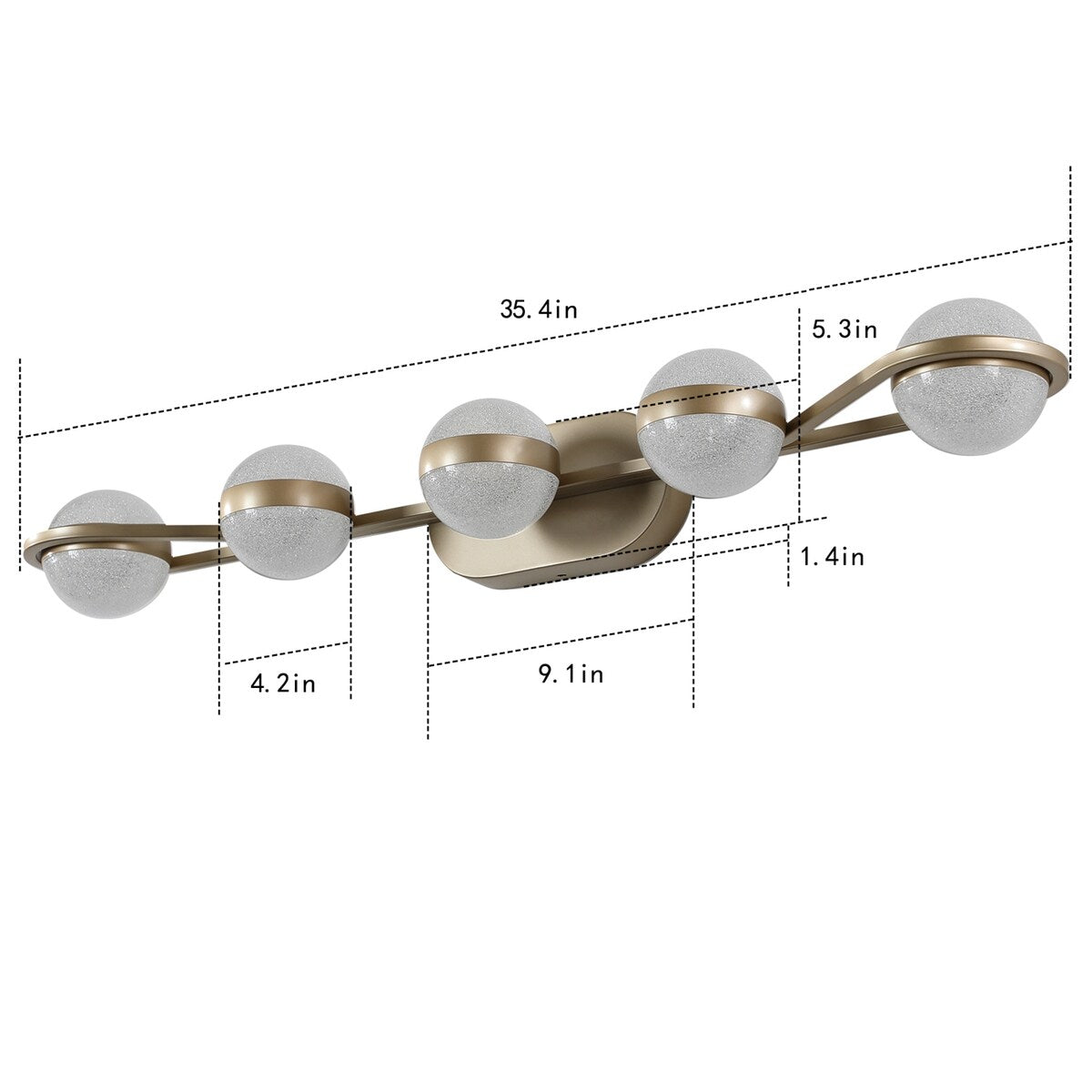 Vanity Lights with 5 LED Bulbs for Bathroom Lighting