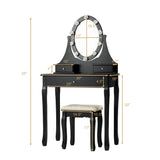 Vanity Makeup Dressing Table Set Lighted Mirror w/ Drawers & LED Bulbs