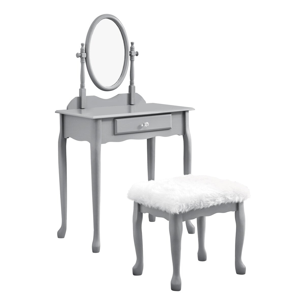 Vanity Set, Set Of 2, Makeup Table, Organizer, Dressing Table, Bedroom, Wood, Laminate, Grey, White, Transitional