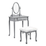 Vanity Set, Set Of 2, Makeup Table, Organizer, Dressing Table, Bedroom, Wood, Laminate, Grey, White, Transitional