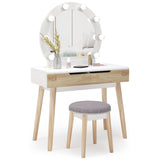 Vanity Set Makeup Vanity Dressing Table with 2 Drawers and Stool