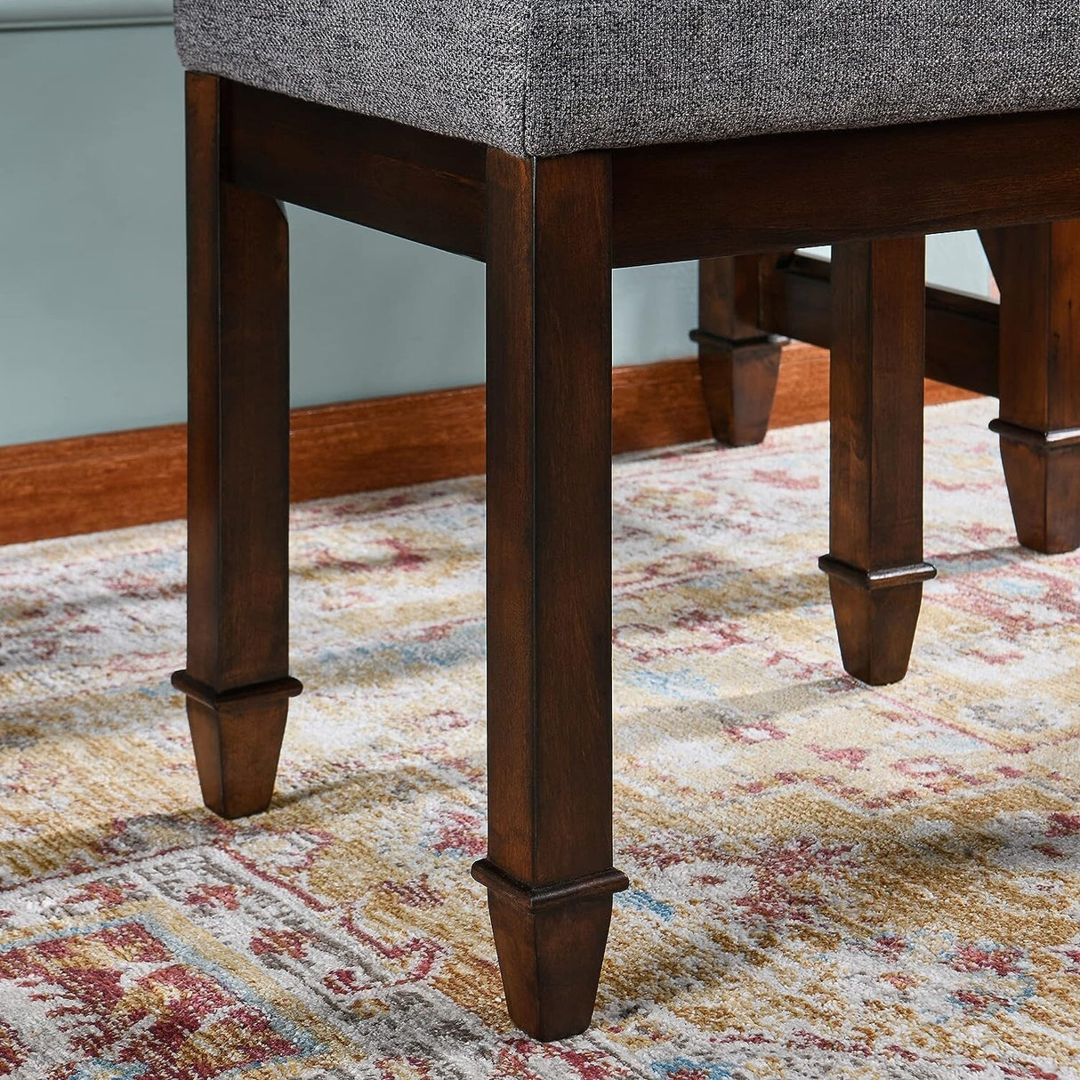 Vanity Stool Bench with Solid Wood Leg
