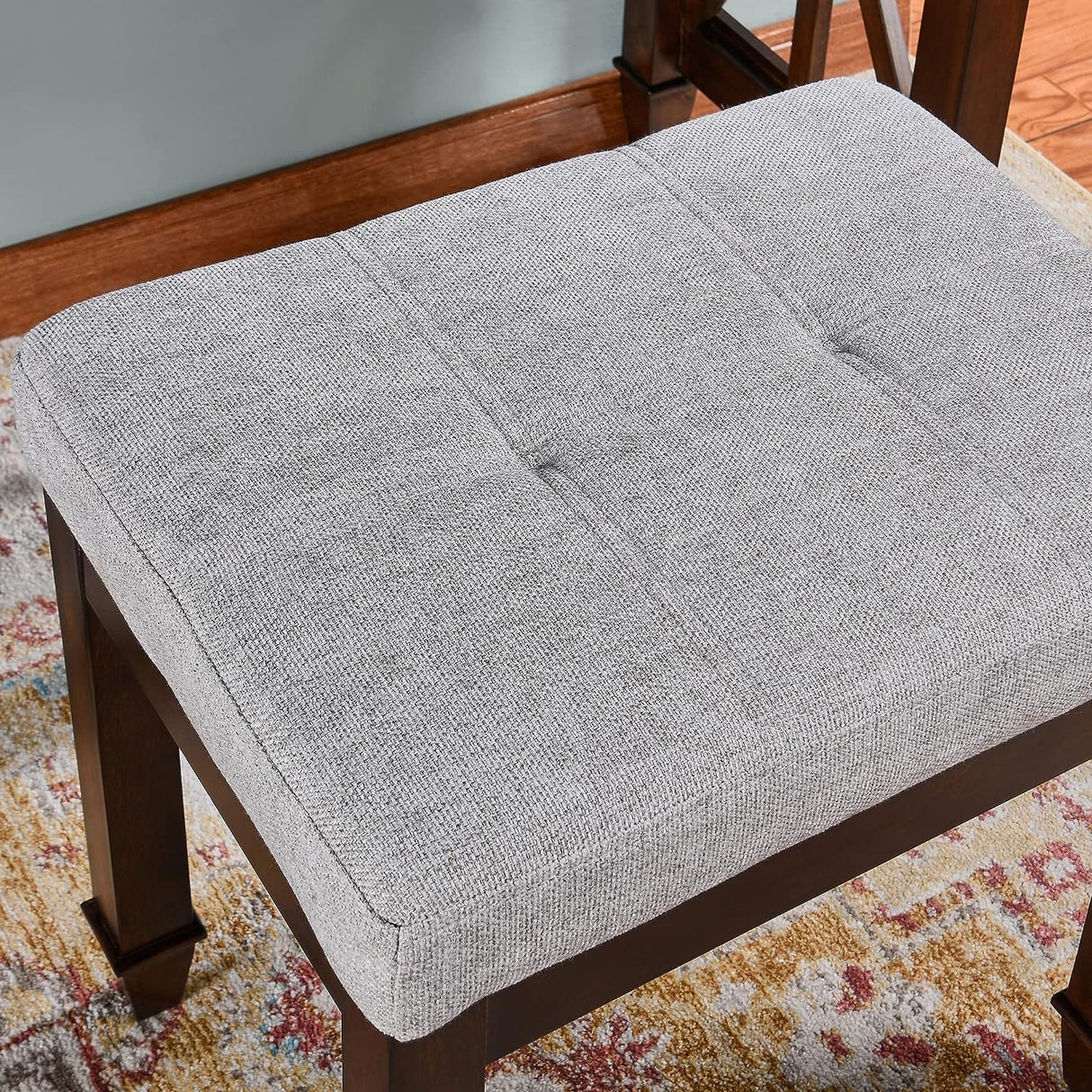 Vanity Stool Bench with Solid Wood Leg