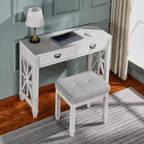 Vanity Stool Bench with Solid Wood Leg
