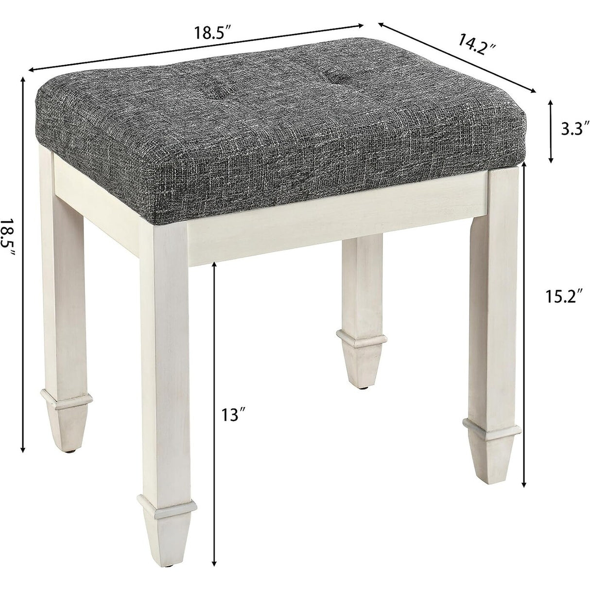 Vanity Stool Bench with Solid Wood Leg