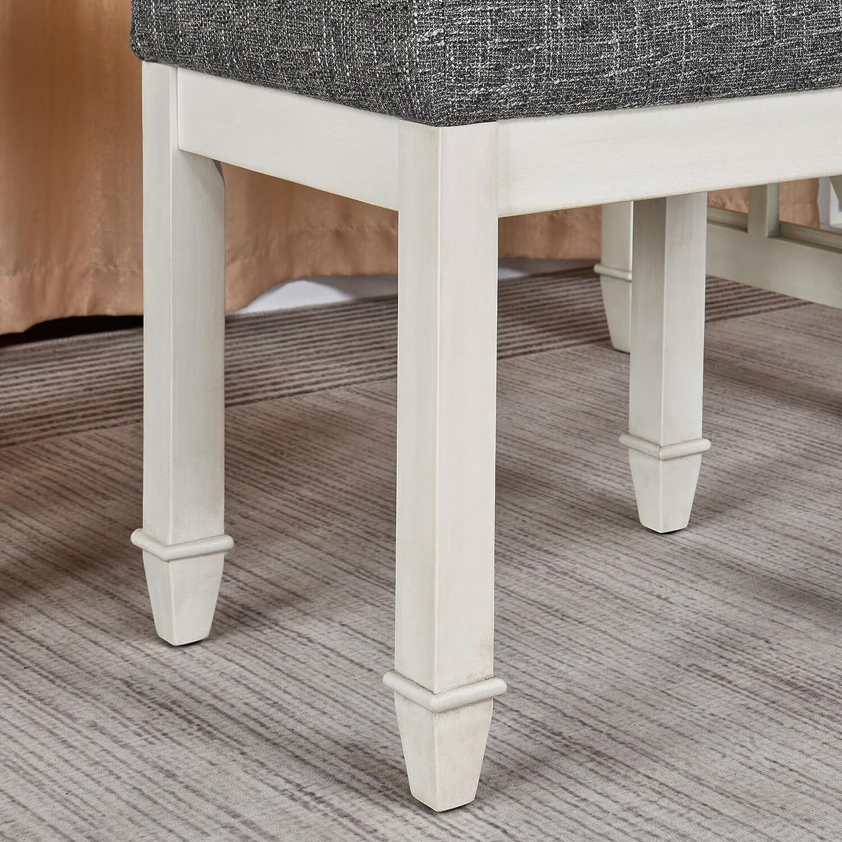 Vanity Stool Bench with Solid Wood Leg