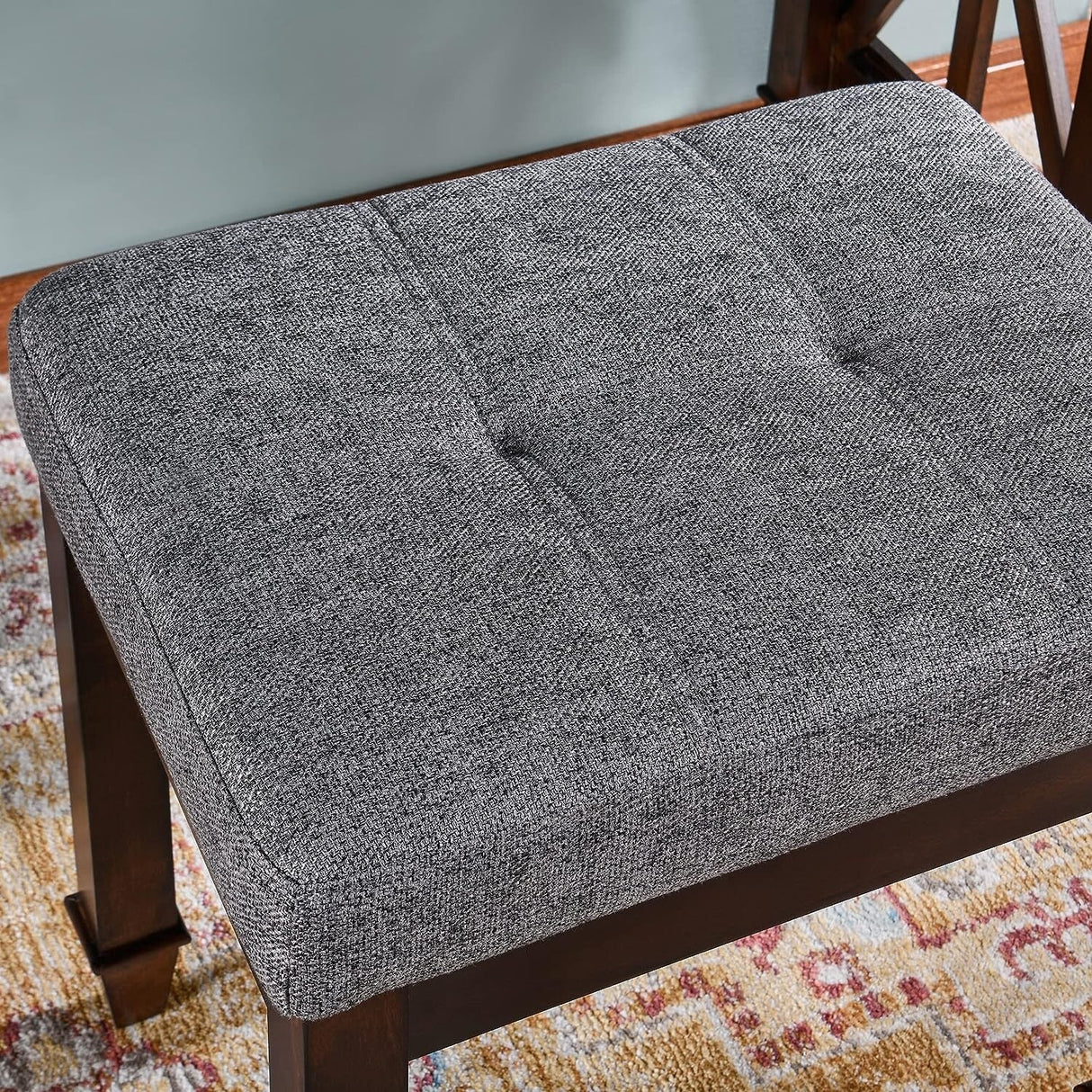 Vanity Stool Bench with Solid Wood Leg