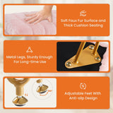 Vanity Stool Chair with Storage,Ottoman Faux Fur Soft Padded Makeup Footstools Seat with 4 Metal Legs Anti-Slip