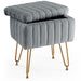 Vanity Stool Chair with Storage,Ottoman Faux Fur Soft Padded Makeup Footstools Seat with 4 Metal Legs Anti-Slip