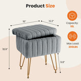 Vanity Stool Chair with Storage,Ottoman Faux Fur Soft Padded Makeup Footstools Seat with 4 Metal Legs Anti-Slip