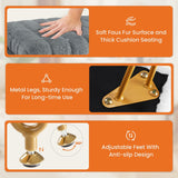 Vanity Stool Chair with Storage,Ottoman Faux Fur Soft Padded Makeup Footstools Seat with 4 Metal Legs Anti-Slip