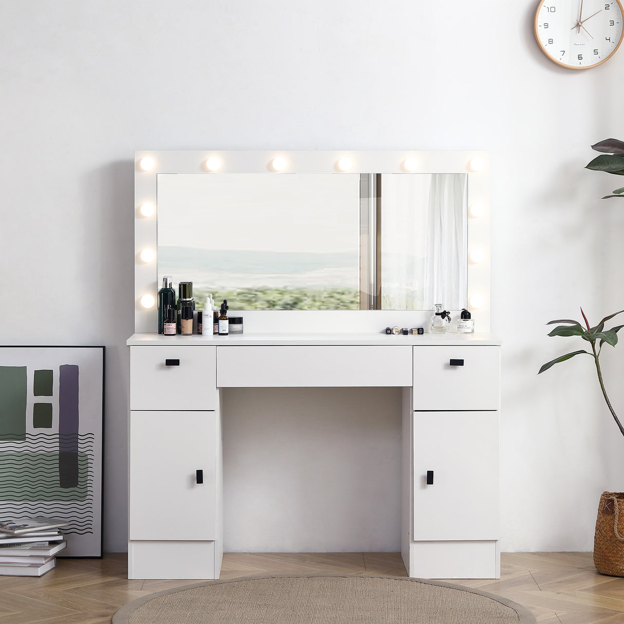 Vanity Table with Lighted Mirror