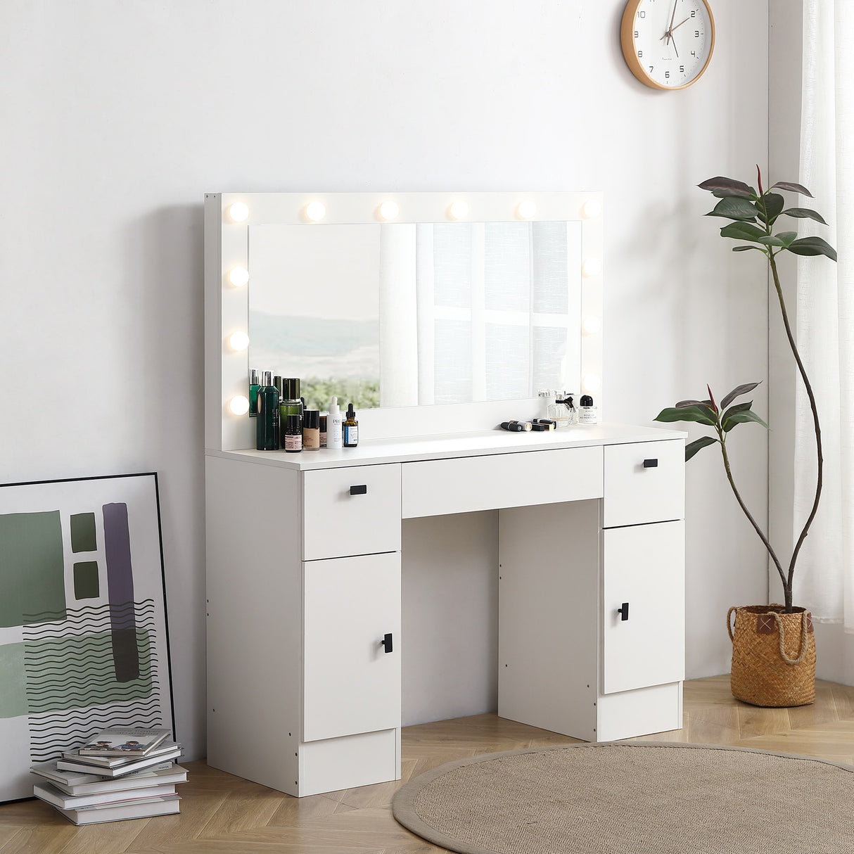 Vanity Table with Lighted Mirror