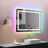 Vanity Trident Rainbow LED Mirror with Touch ON/Off Dimmer & Fog Free Function