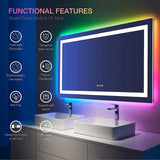 Vanity Trident Rainbow LED Mirror with Touch ON/Off Dimmer & Fog Free Function
