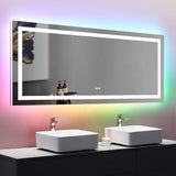 Vanity Trident Rainbow LED Mirror with Touch ON/Off Dimmer & Fog Free Function