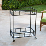 Varadero Outdoor Modern Bar Cart with Tempered Glass by Christopher Knight Home
