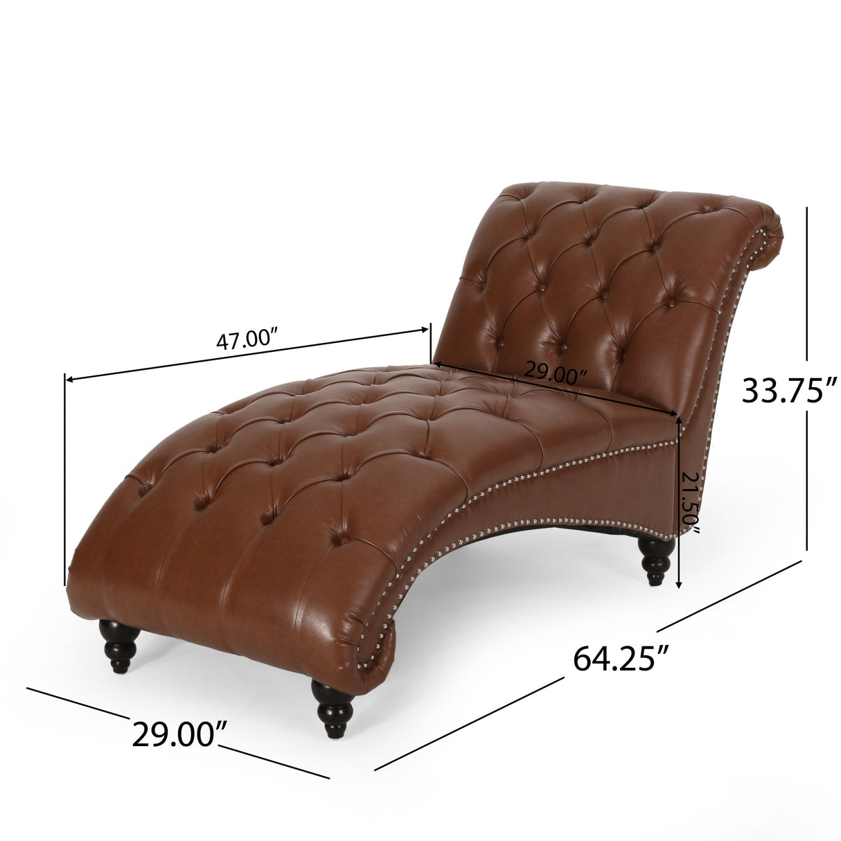 Varnell Contemporary Button Tufted Chaise Lounge by Christopher Knight Home - 64.25" L x 29.00" W x 33.75" H